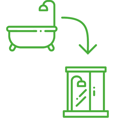 Umbau Badewanne und erhöhte Duschwanne zur barrierearmen Dusche