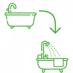 Umbau Badewanne als Dusche mittels Wanneneinstieg